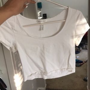 White tee crop top
